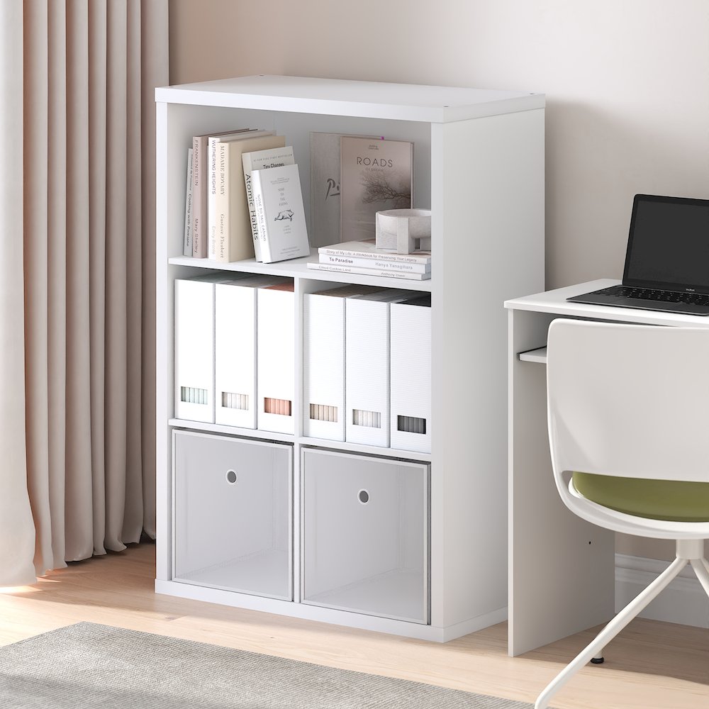 Cubicle Closed Back Decorative Cube Storage Organizer, 5-Cube, White. Picture 4