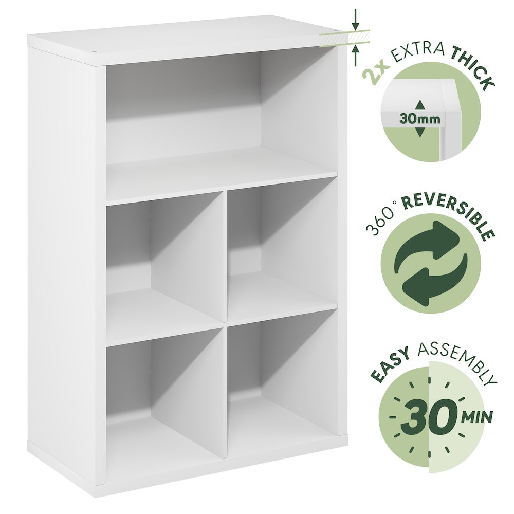 Cubicle Closed Back Decorative Cube Storage Organizer, 5-Cube, White. Picture 3