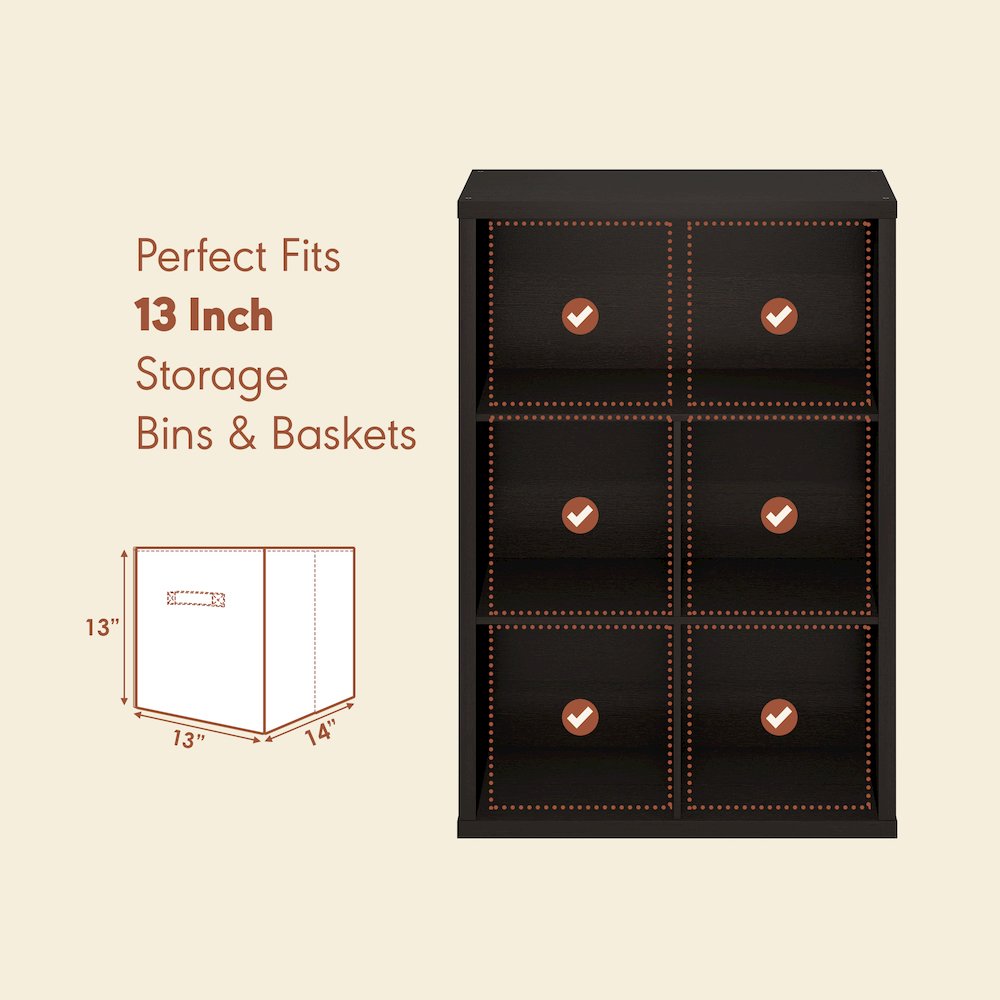 Closed Back Decorative Vintage Media Storage Organizer, 5-Cube, Dark Oak. Picture 6