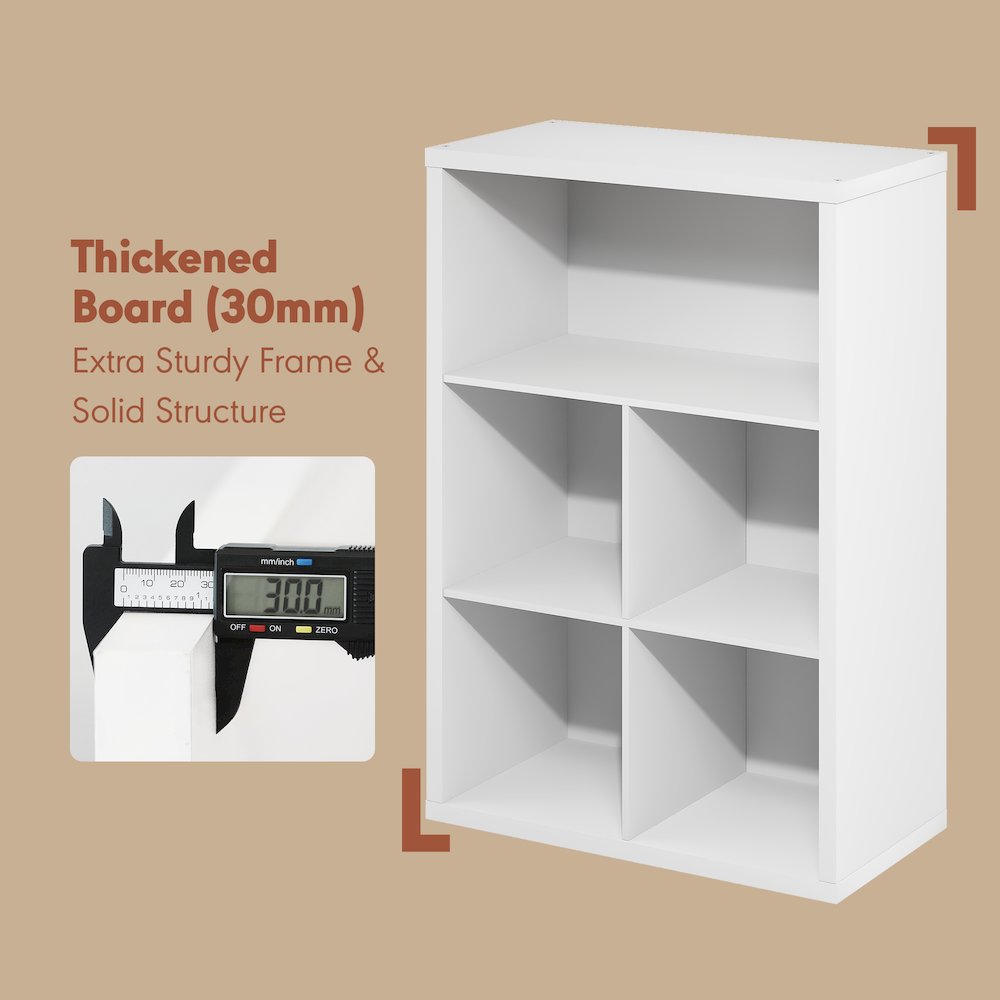 Closed Back Decorative Vintage Media Storage Organizer, 5-Cube, White. Picture 5