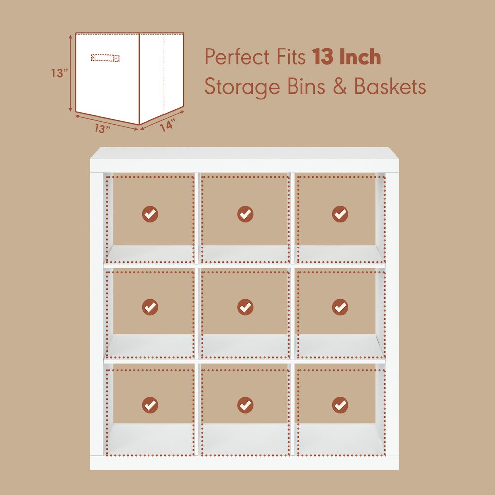Extra Thick Frame Decorative Vintage Media Storage Organizer, 9-Cube, White. Picture 6