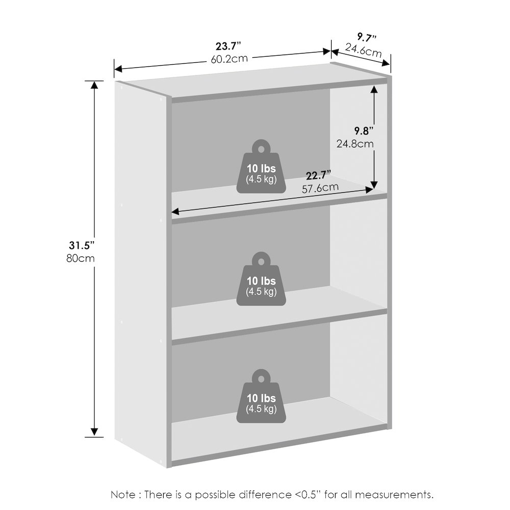 Simple Open Shelf, Bookcases, 3-Tier, Americano. Picture 3