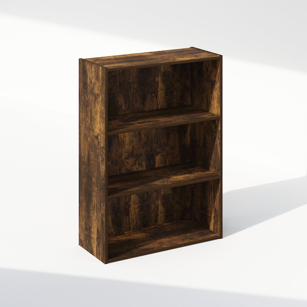 Simple Open Shelf, Bookcases, 3-Tier, Amber Pine. Picture 1
