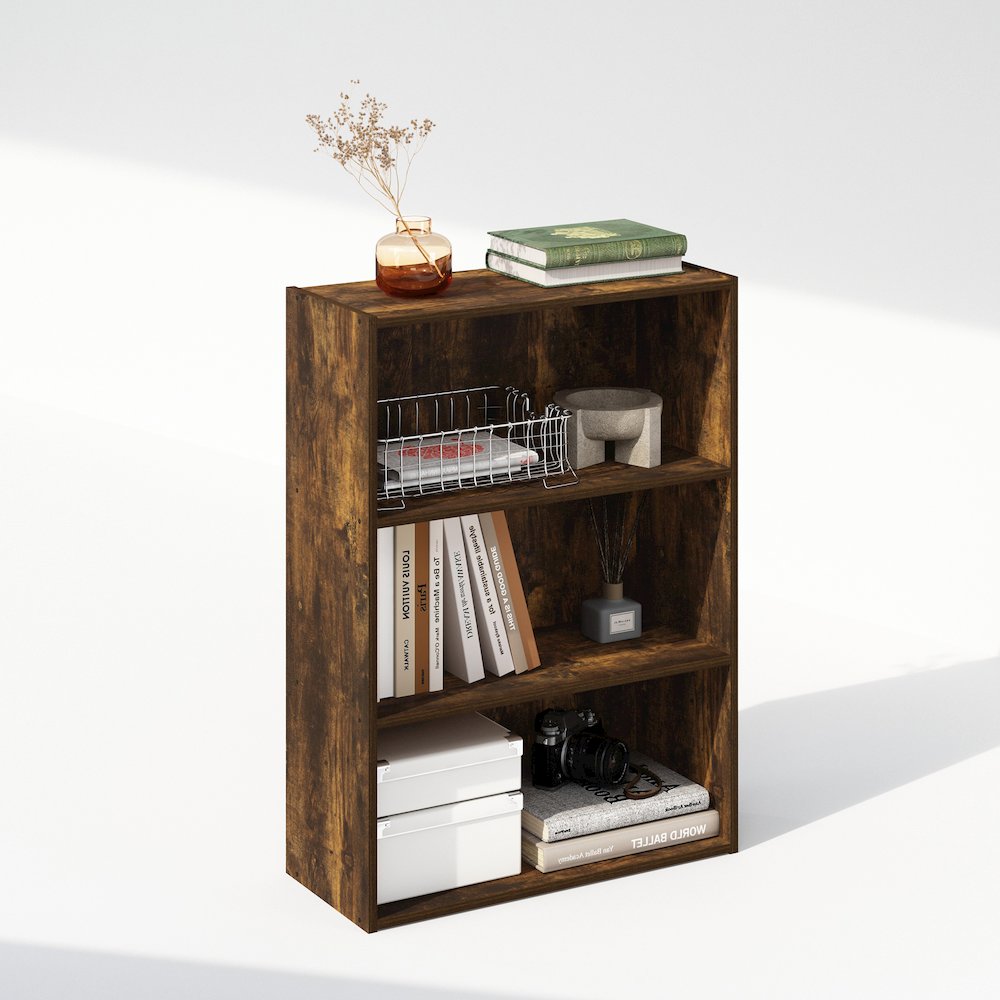 Simple Open Shelf, Bookcases, 3-Tier, Amber Pine. Picture 5
