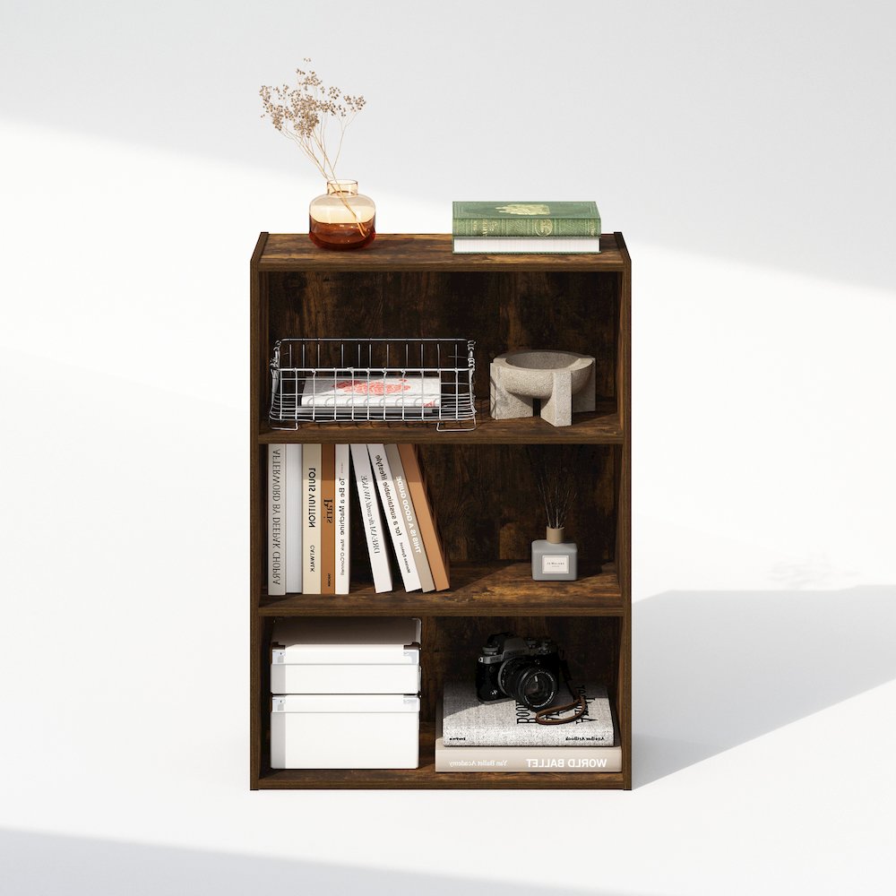 Simple Open Shelf, Bookcases, 3-Tier, Amber Pine. Picture 6