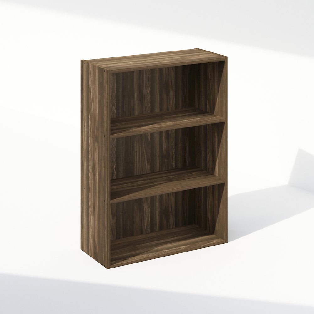 Simple Open Shelf, Bookcases, 3-Tier, Columbia Walnut. Picture 1