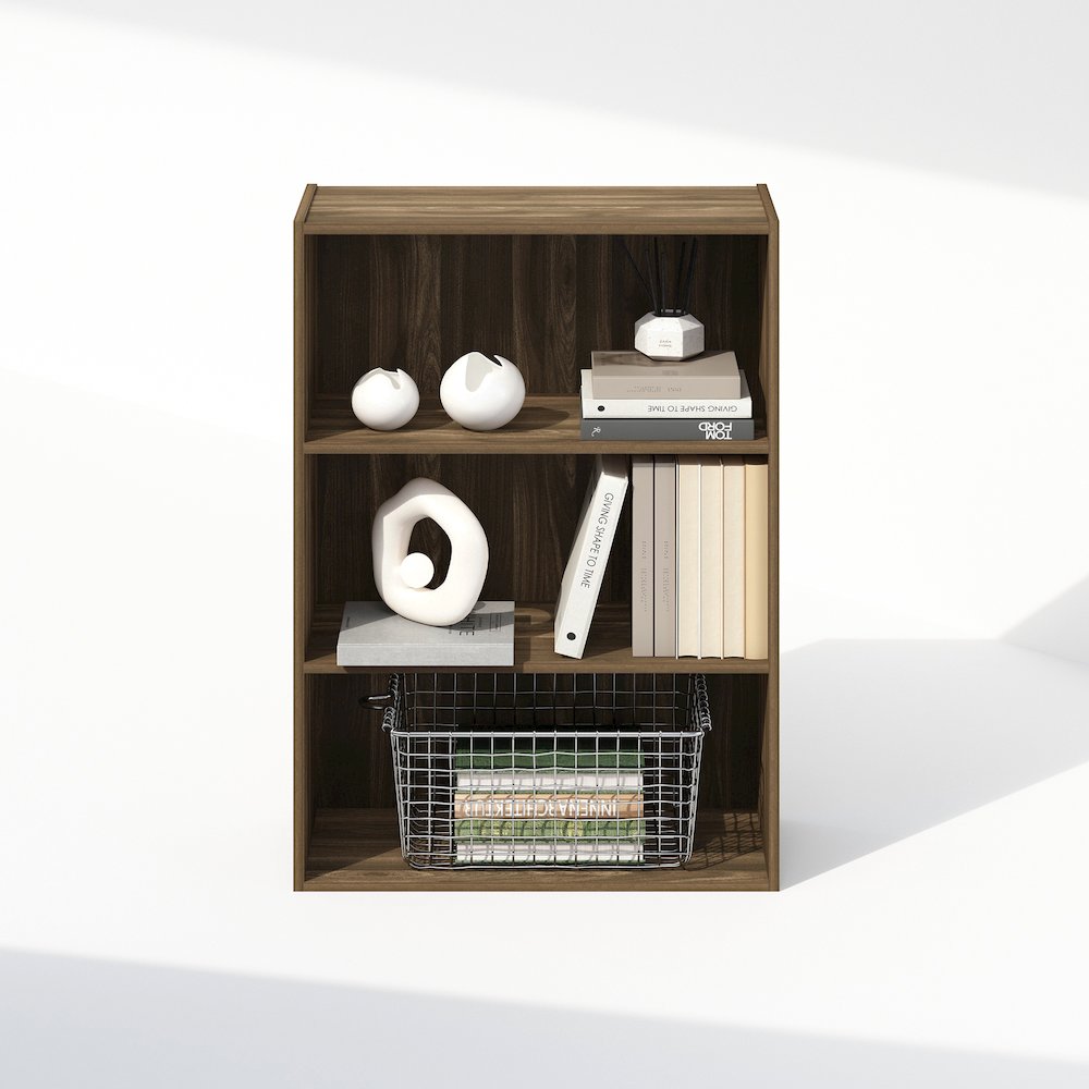 Simple Open Shelf, Bookcases, 3-Tier, Columbia Walnut. Picture 6
