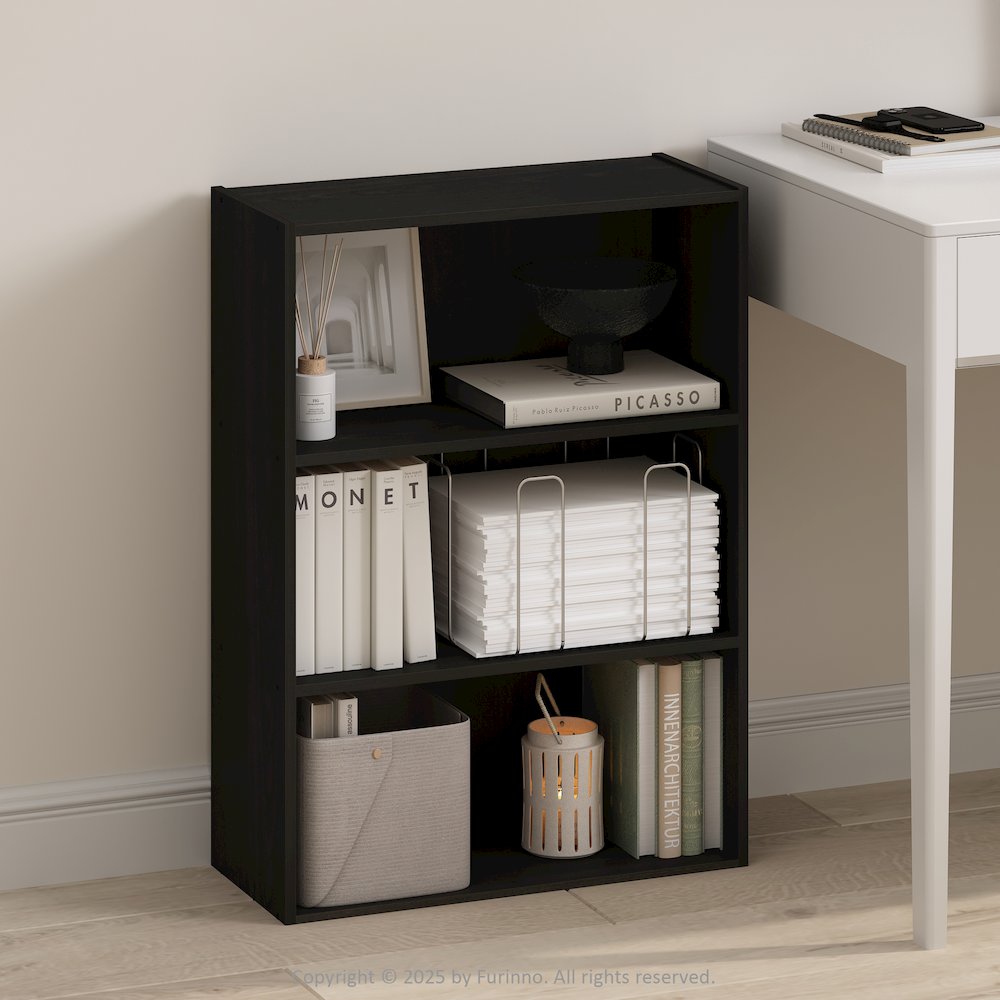 Simple Open Shelf, Bookcases, 3-Tier, Espresso. Picture 2