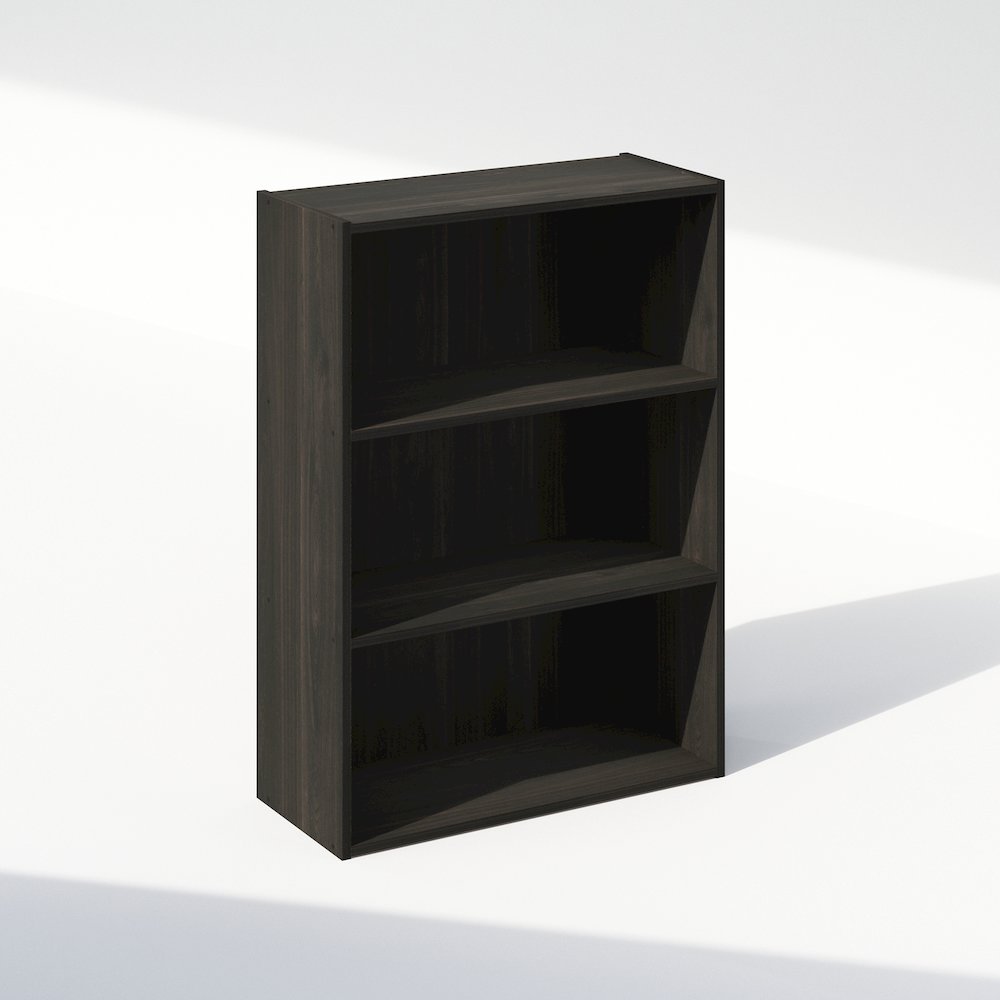 Simple Open Shelf, Bookcases, 3-Tier, Espresso. Picture 1