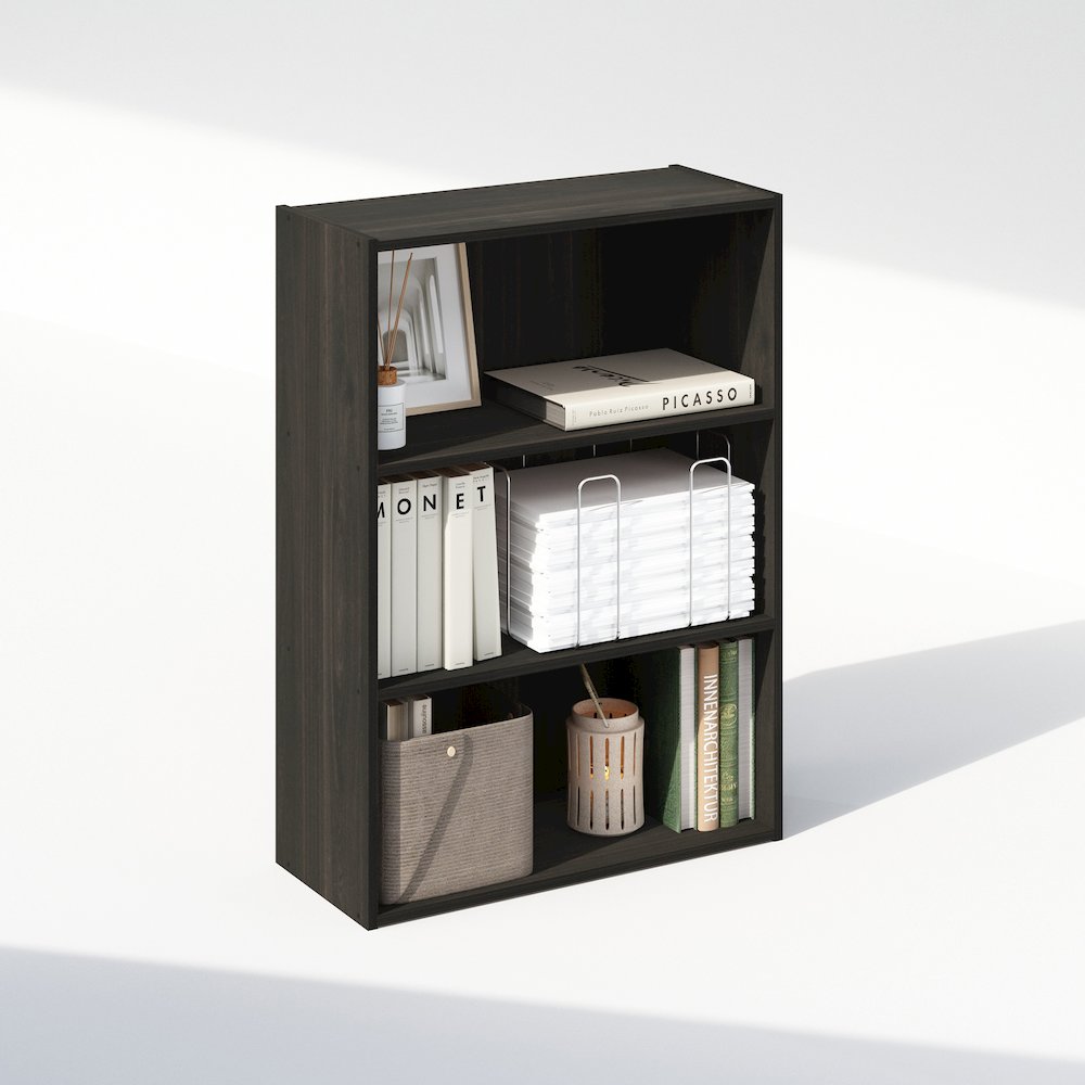 Simple Open Shelf, Bookcases, 3-Tier, Espresso. Picture 5