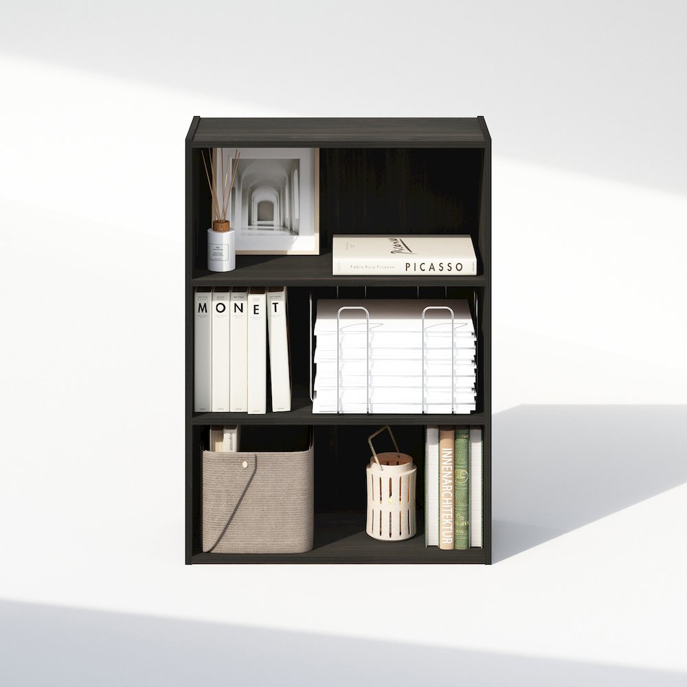 Simple Open Shelf, Bookcases, 3-Tier, Espresso. Picture 6