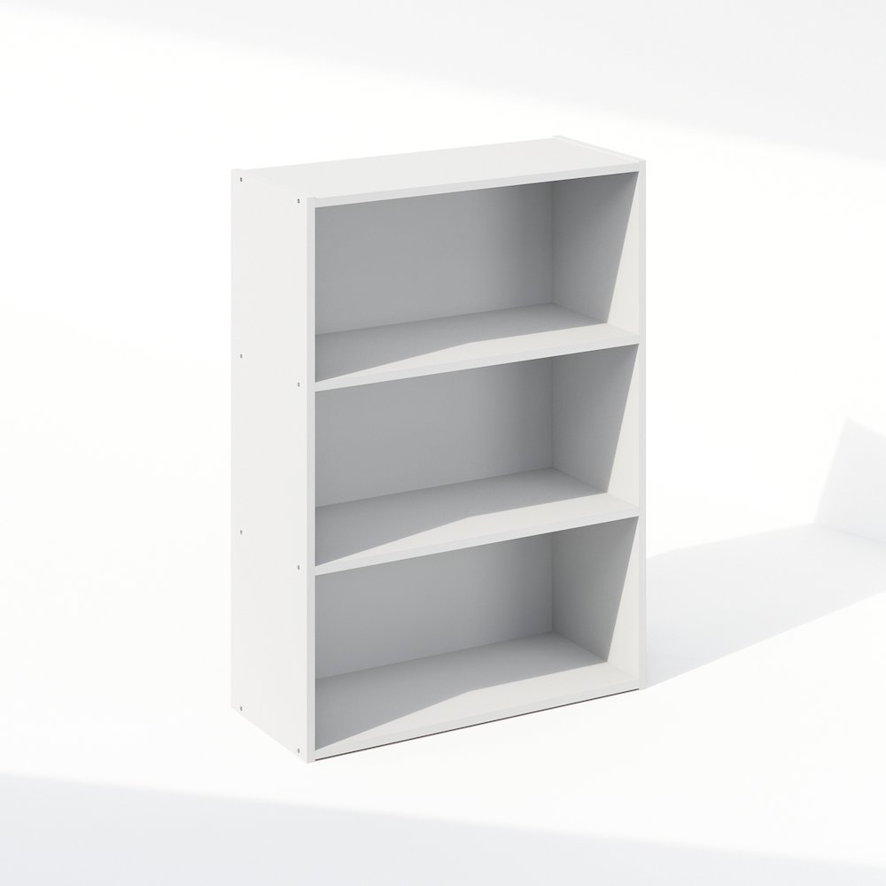 Simple Open Shelf, Bookcases, 3-Tier, Plain White. Picture 1