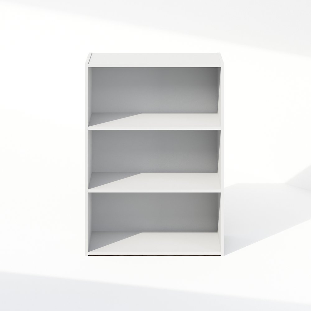 Simple Open Shelf, Bookcases, 3-Tier, Plain White. Picture 4