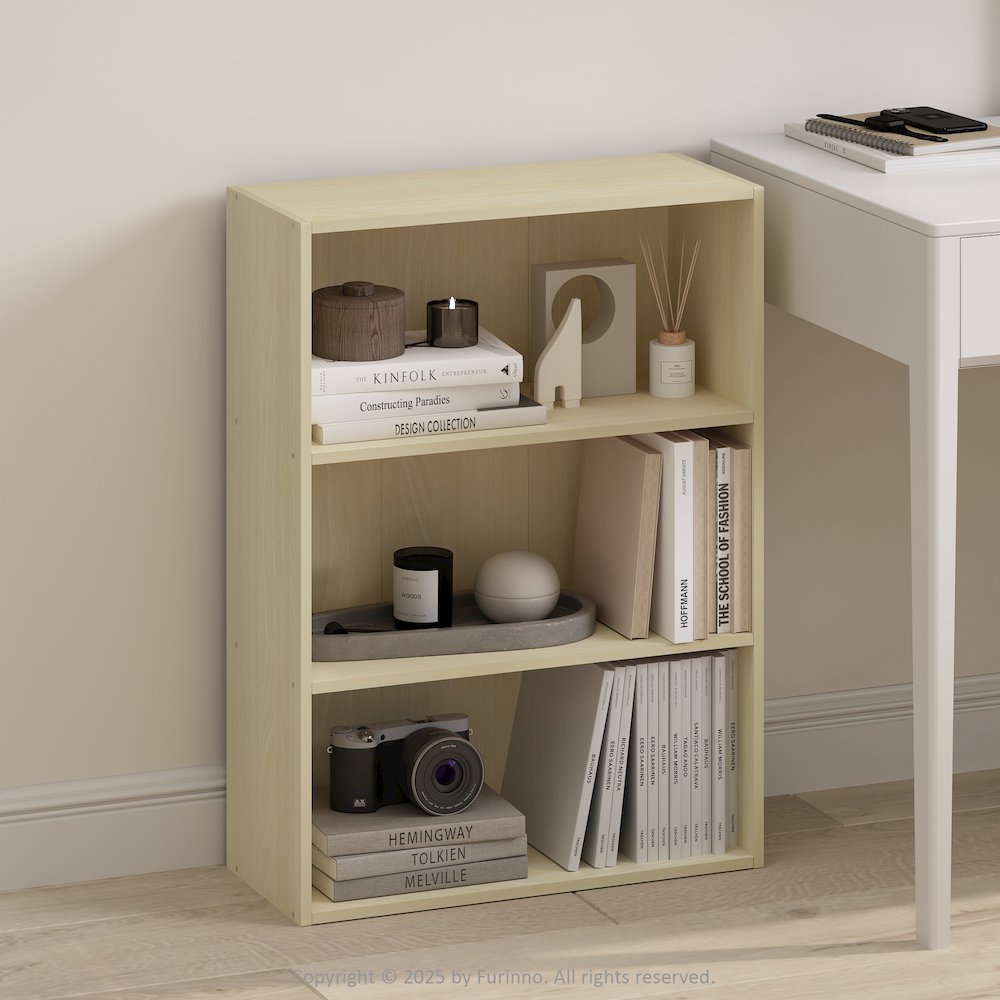 Simple Open Shelf, Bookcases, 3-Tier, Steam Beech. Picture 2