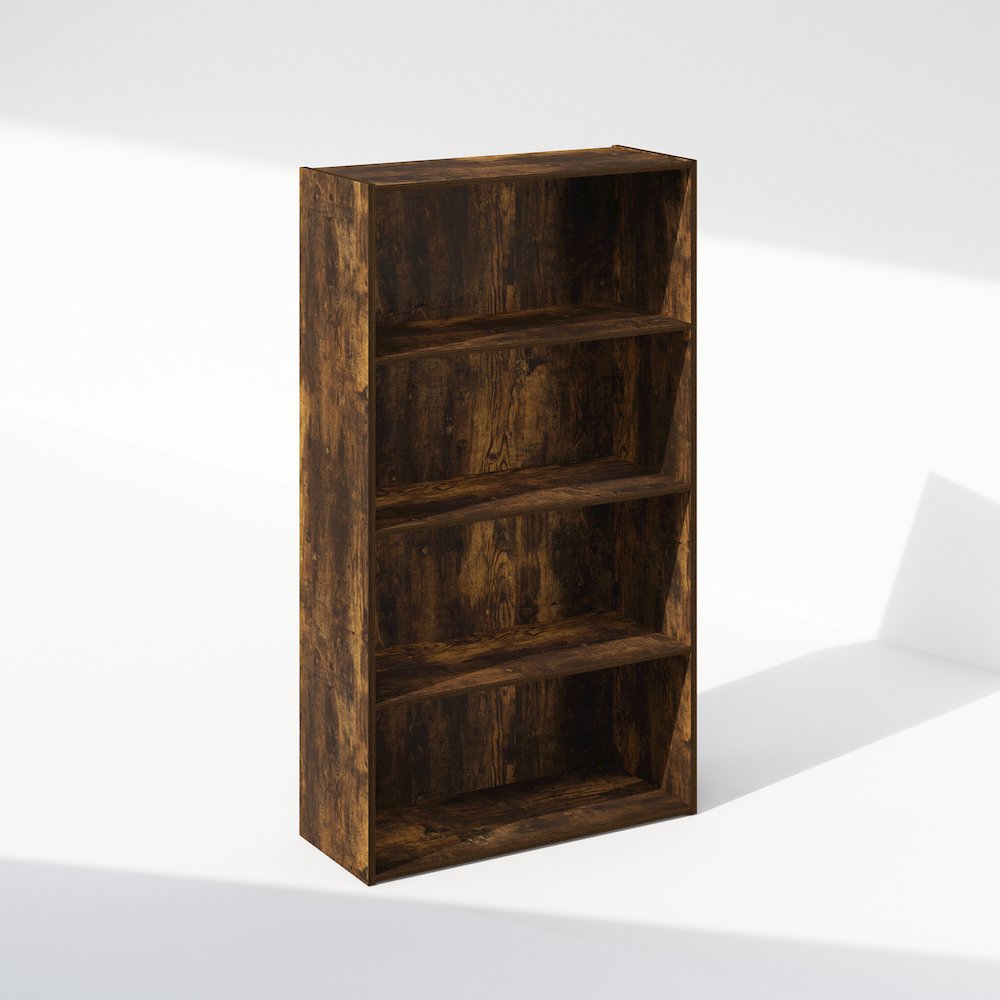 Simple Open Shelf, Bookcases, 4-Tier, Amber Pine. Picture 1