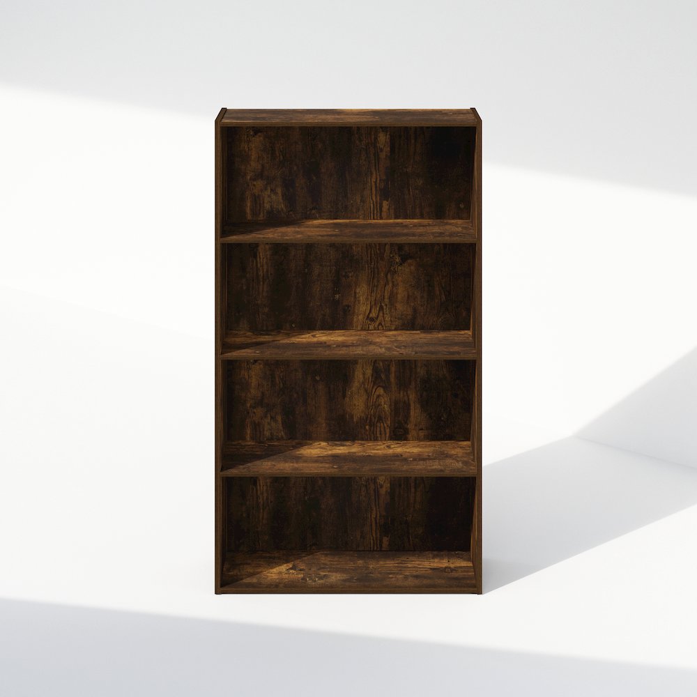 Simple Open Shelf, Bookcases, 4-Tier, Amber Pine. Picture 4