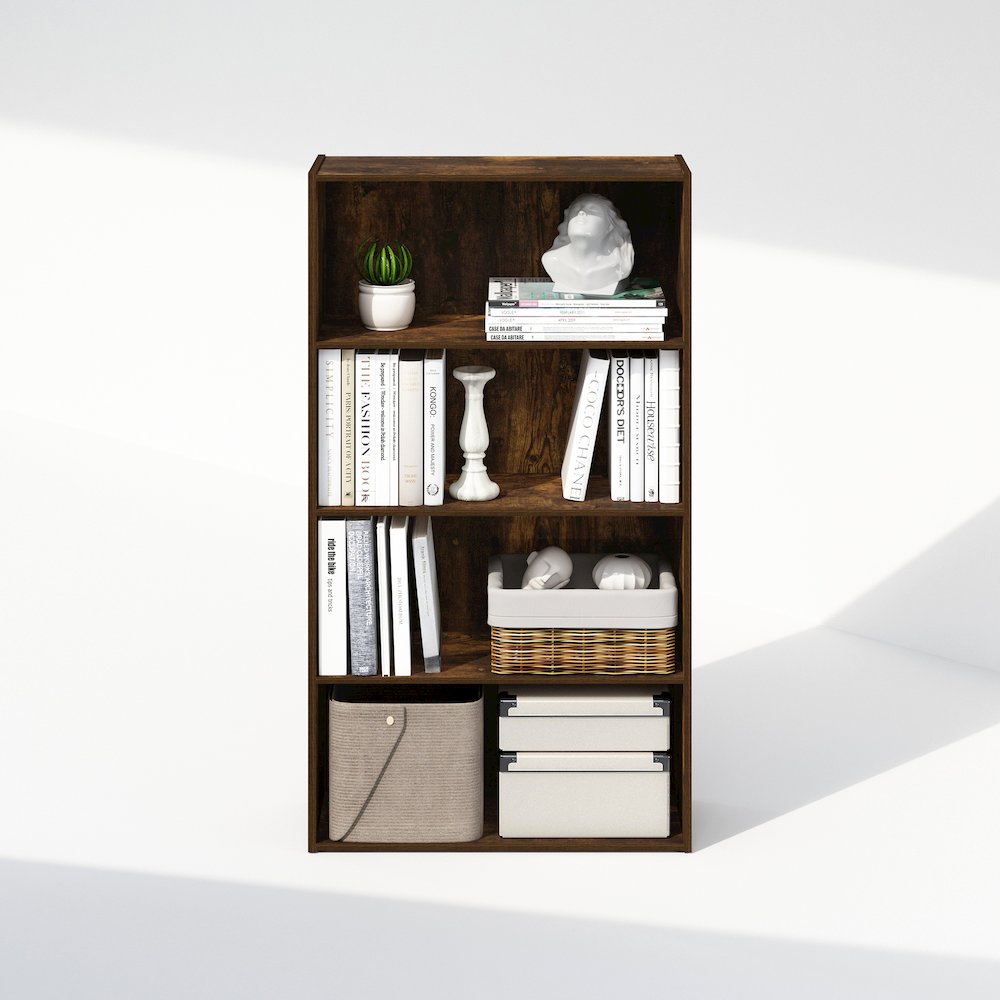 Simple Open Shelf, Bookcases, 4-Tier, Amber Pine. Picture 6
