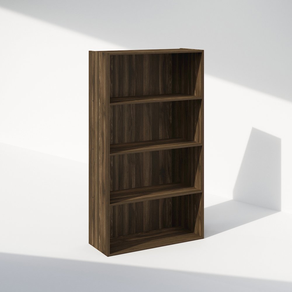 Simple Open Shelf, Bookcases, 4-Tier, Columbia Walnut. Picture 1