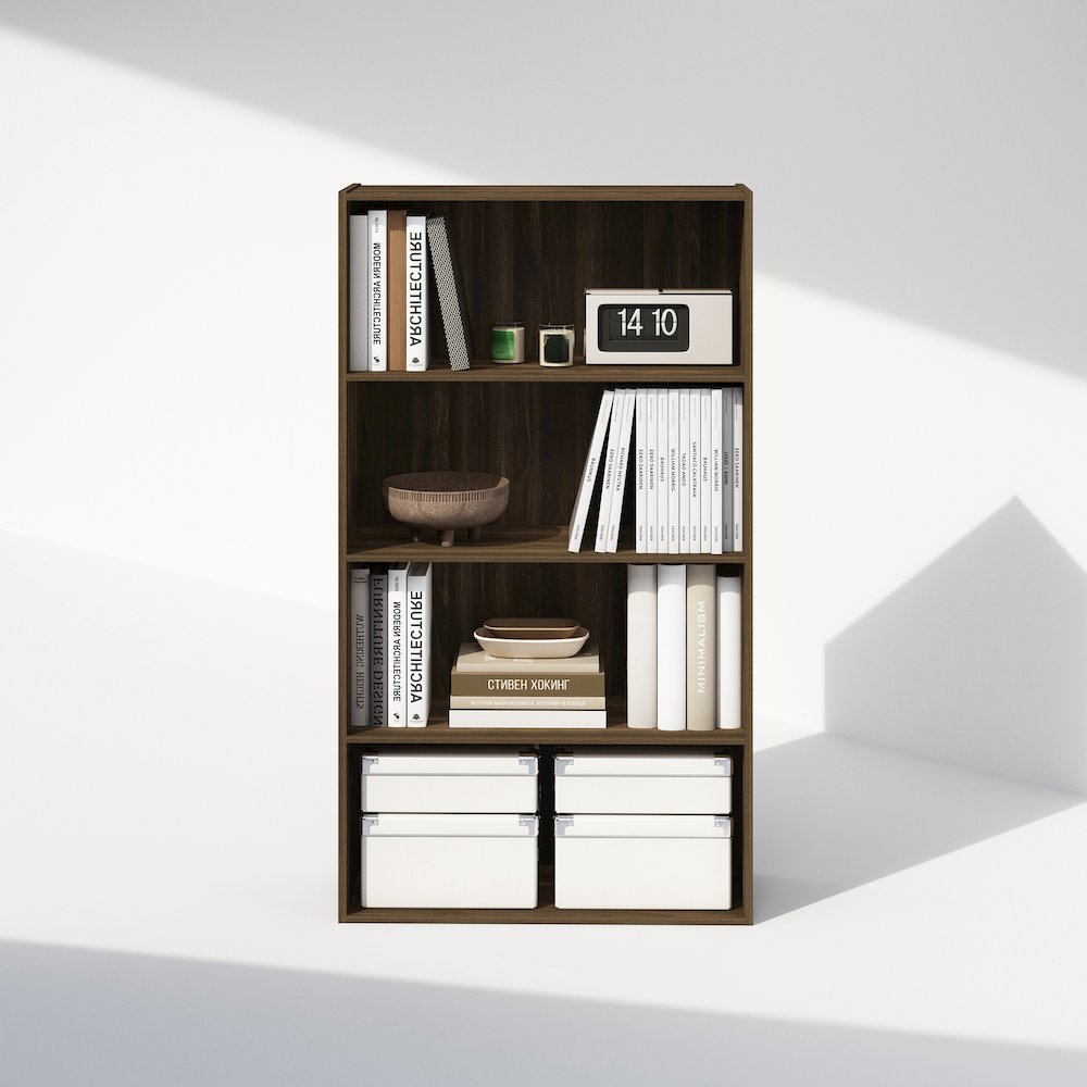 Simple Open Shelf, Bookcases, 4-Tier, Columbia Walnut. Picture 6