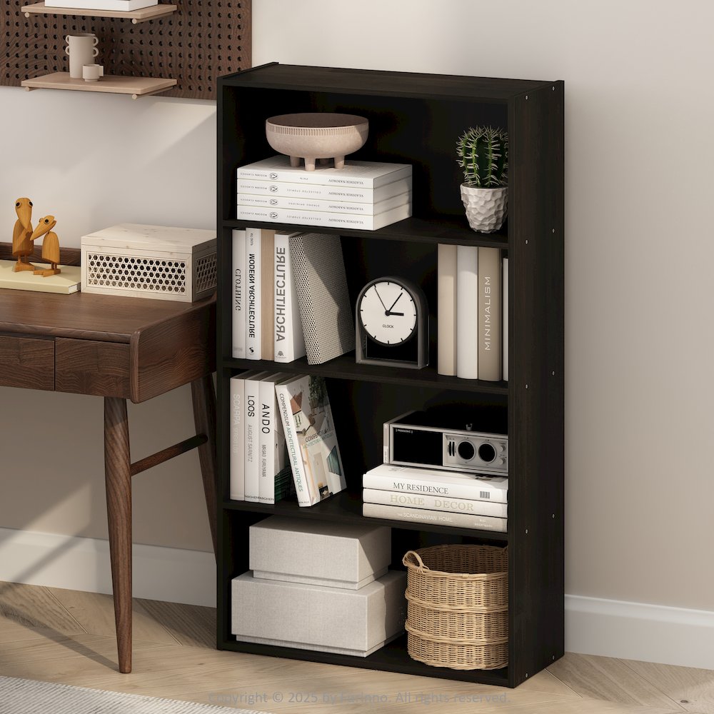 Simple Open Shelf, Bookcases, 4-Tier, Espresso. Picture 2