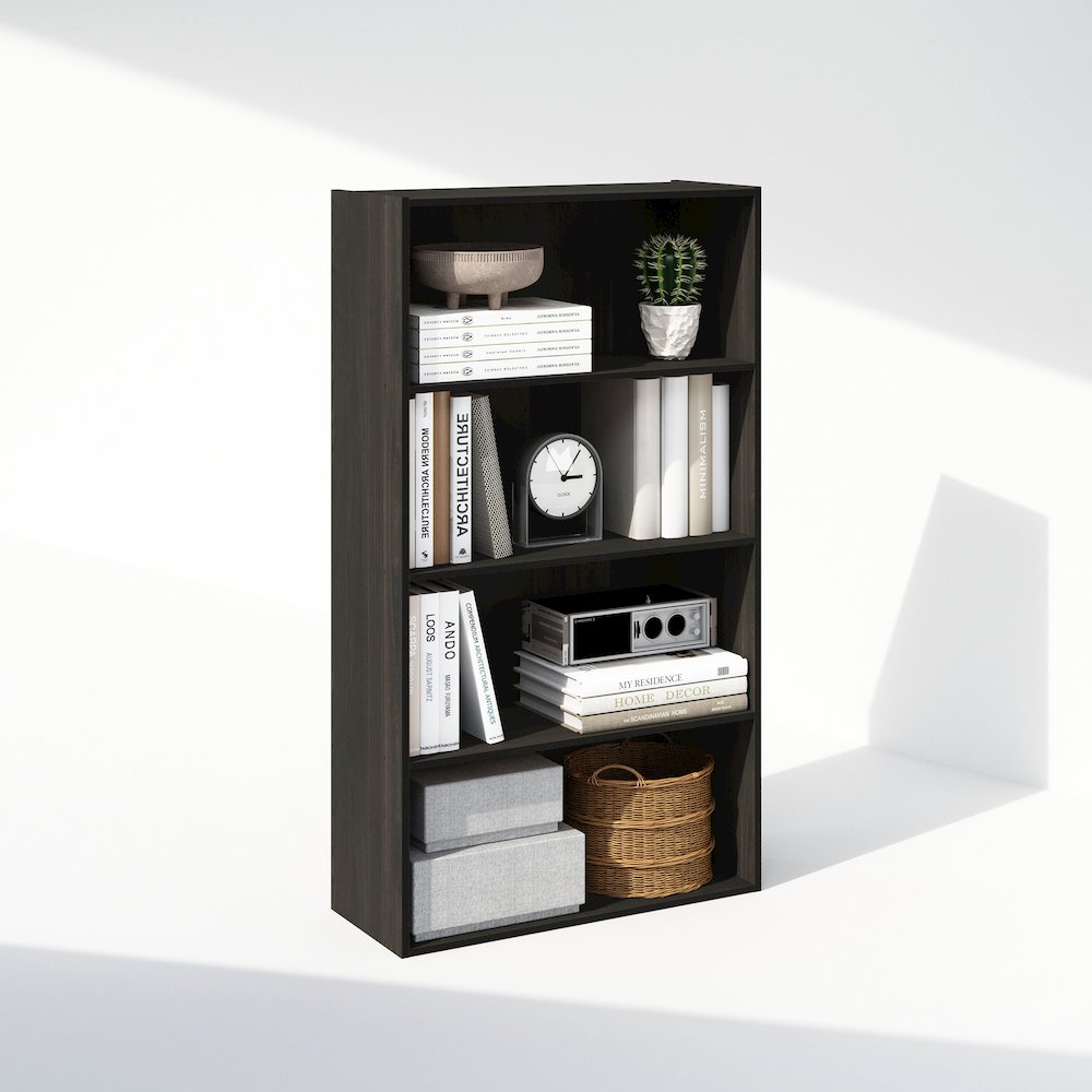 Simple Open Shelf, Bookcases, 4-Tier, Espresso. Picture 5