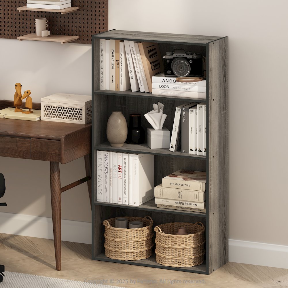 Simple Open Shelf, Bookcases, 4-Tier, French Oak. Picture 2