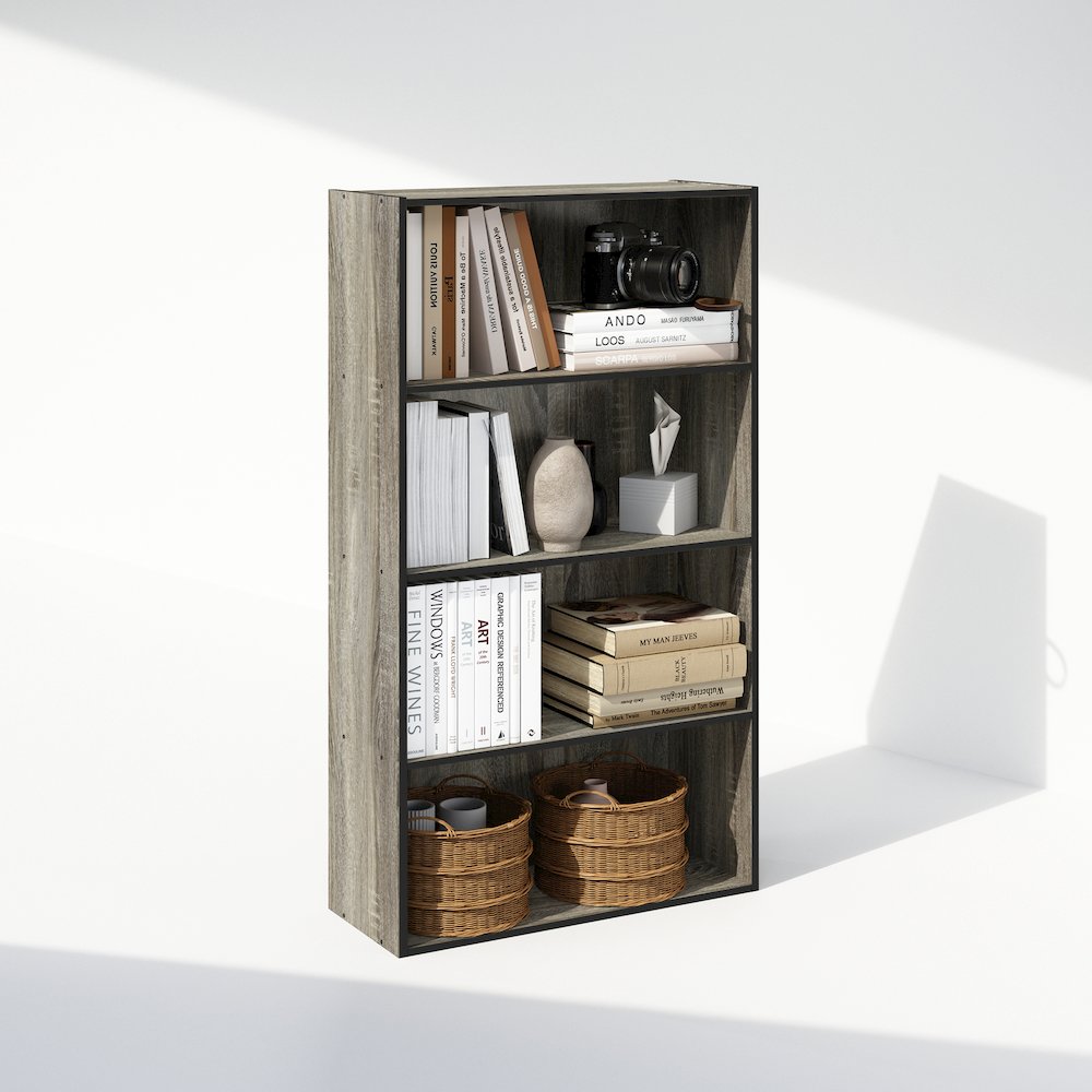 Simple Open Shelf, Bookcases, 4-Tier, French Oak. Picture 5