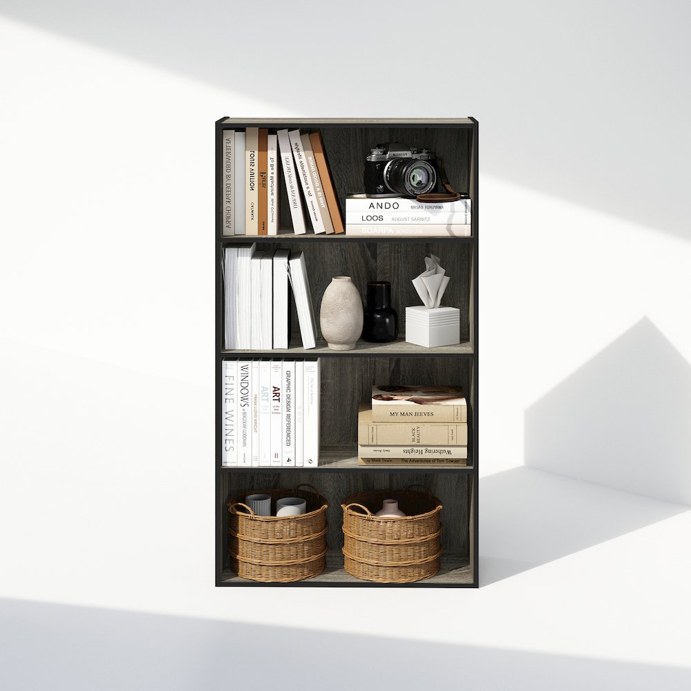 Simple Open Shelf, Bookcases, 4-Tier, French Oak. Picture 6