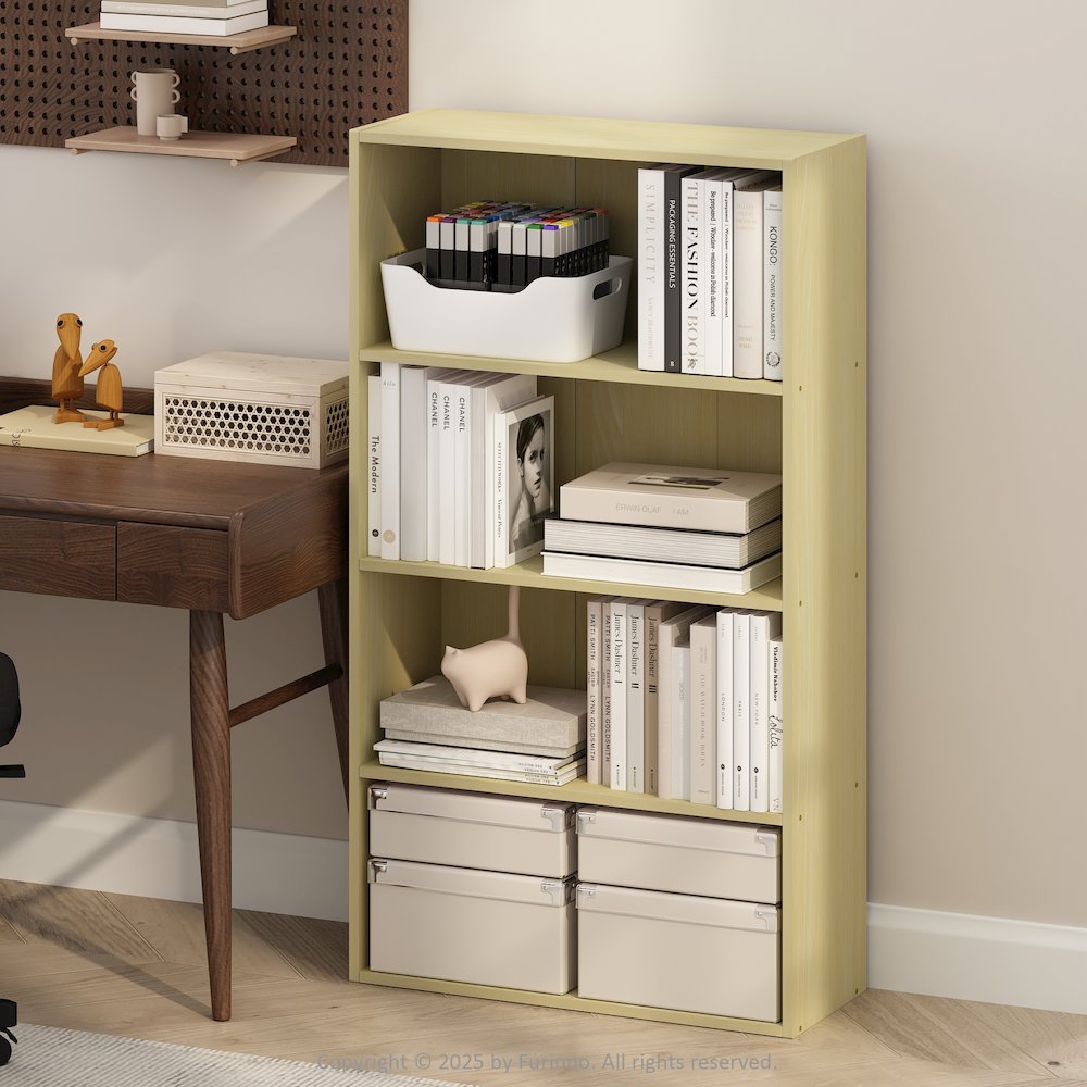 Simple Open Shelf, Bookcases, 4-Tier, Steam Beech. Picture 2