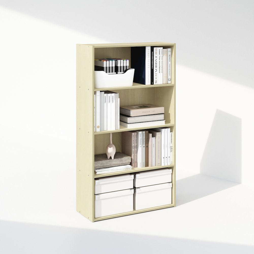 Simple Open Shelf, Bookcases, 4-Tier, Steam Beech. Picture 5