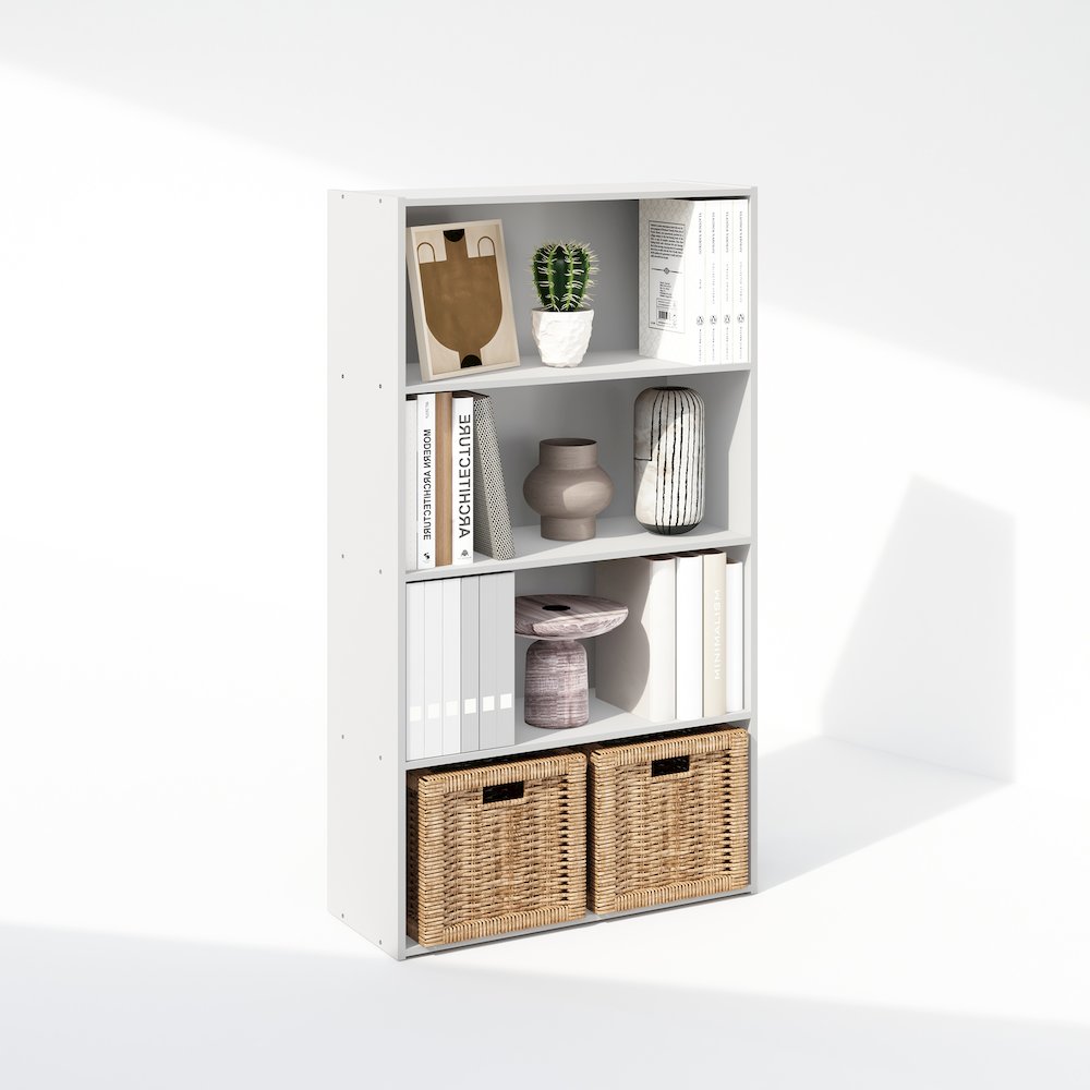 Simple Open Shelf, Bookcases, 4-Tier, White. Picture 5