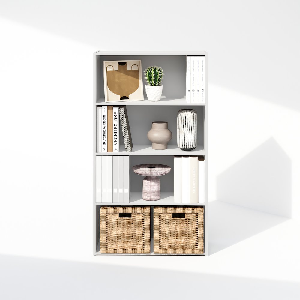 Simple Open Shelf, Bookcases, 4-Tier, White. Picture 6