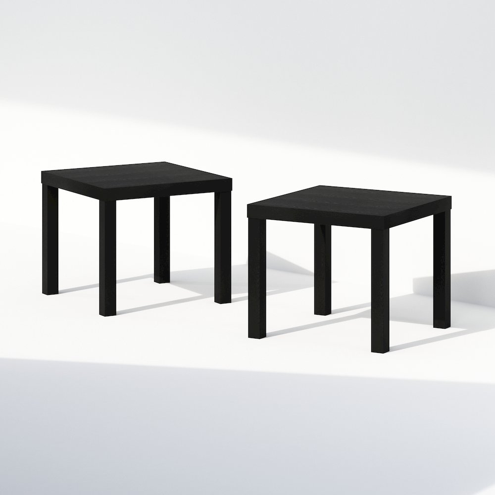 Classic Homey Square Nightstand, Bedside Tables, Set of 2, Black. Picture 1
