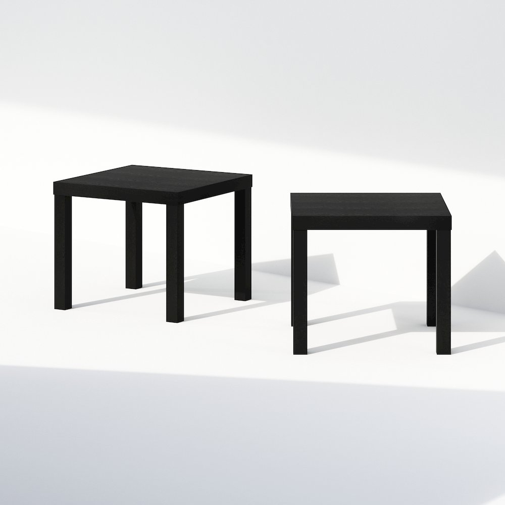 Classic Homey Square Nightstand, Bedside Tables, Set of 2, Black. Picture 4