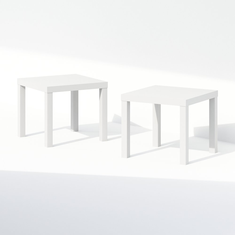 Classic Homey Square Nightstand, Bedside Tables, Set of 2, White. Picture 1