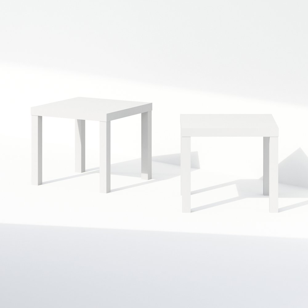 Classic Homey Square Nightstand, Bedside Tables, Set of 2, White. Picture 4