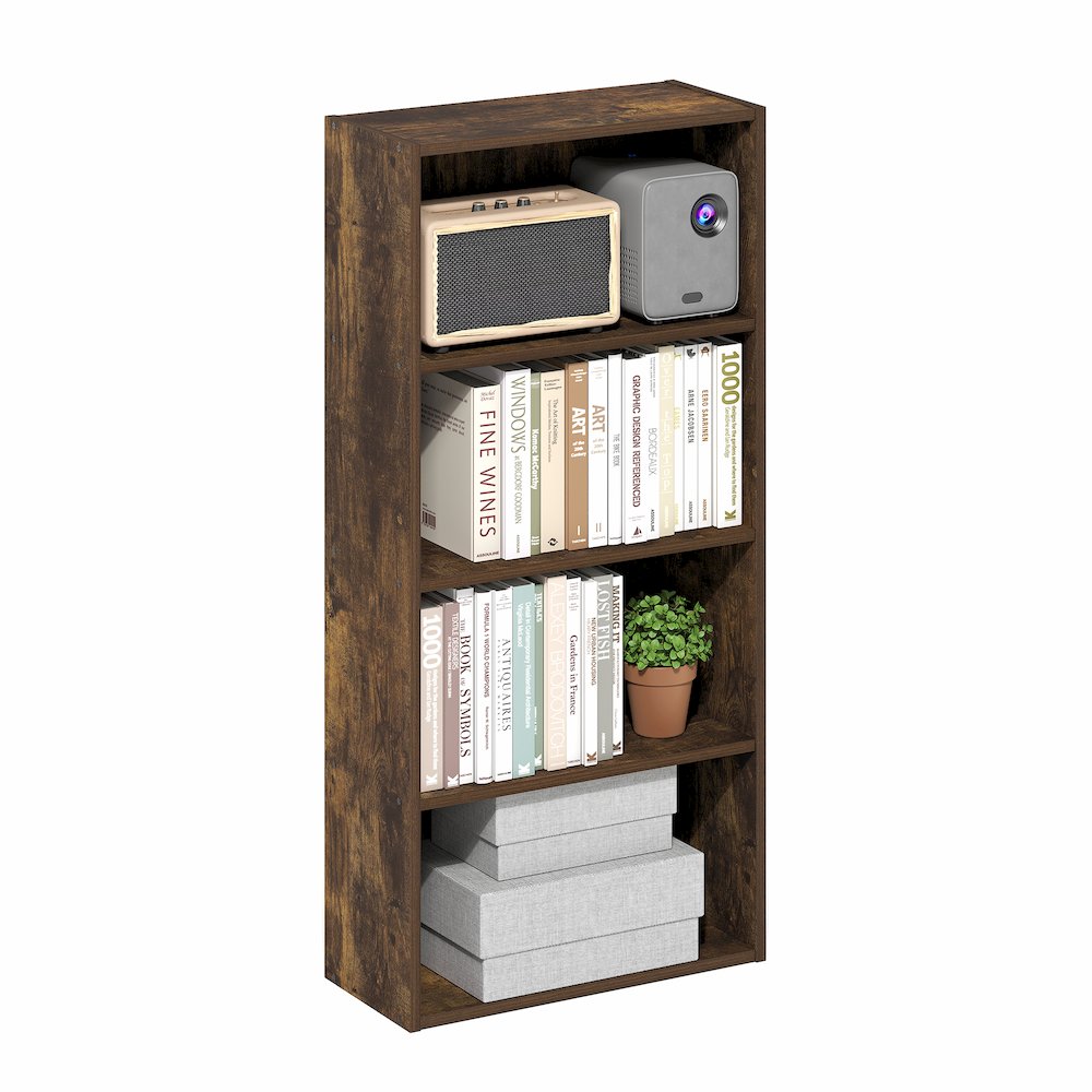 Basic 4-Tier Open Shelf Bookcase, Bookshelf, Storage Organizer, 7 x 17 x 35. Picture 1
