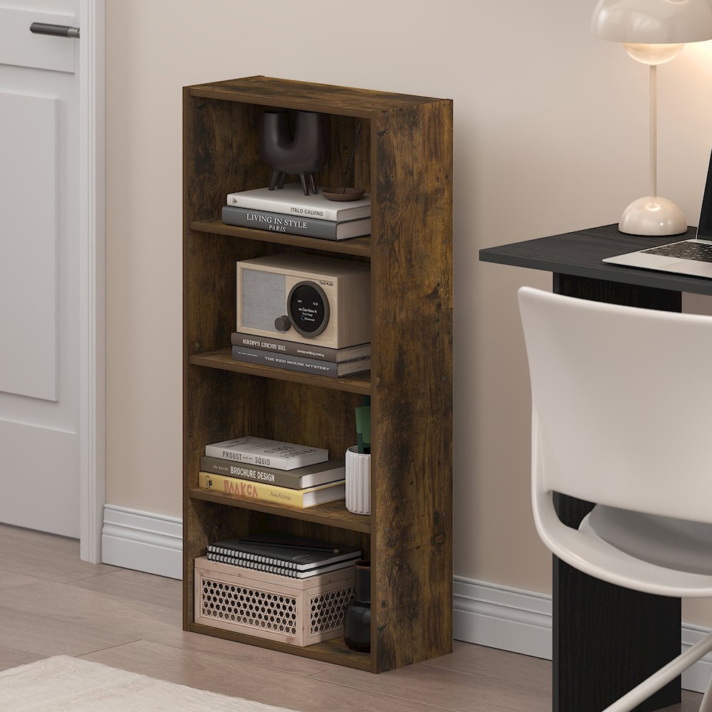 Basic 4-Tier Open Shelf Bookcase, Bookshelf, Storage Organizer, 7 x 17 x 35. Picture 2