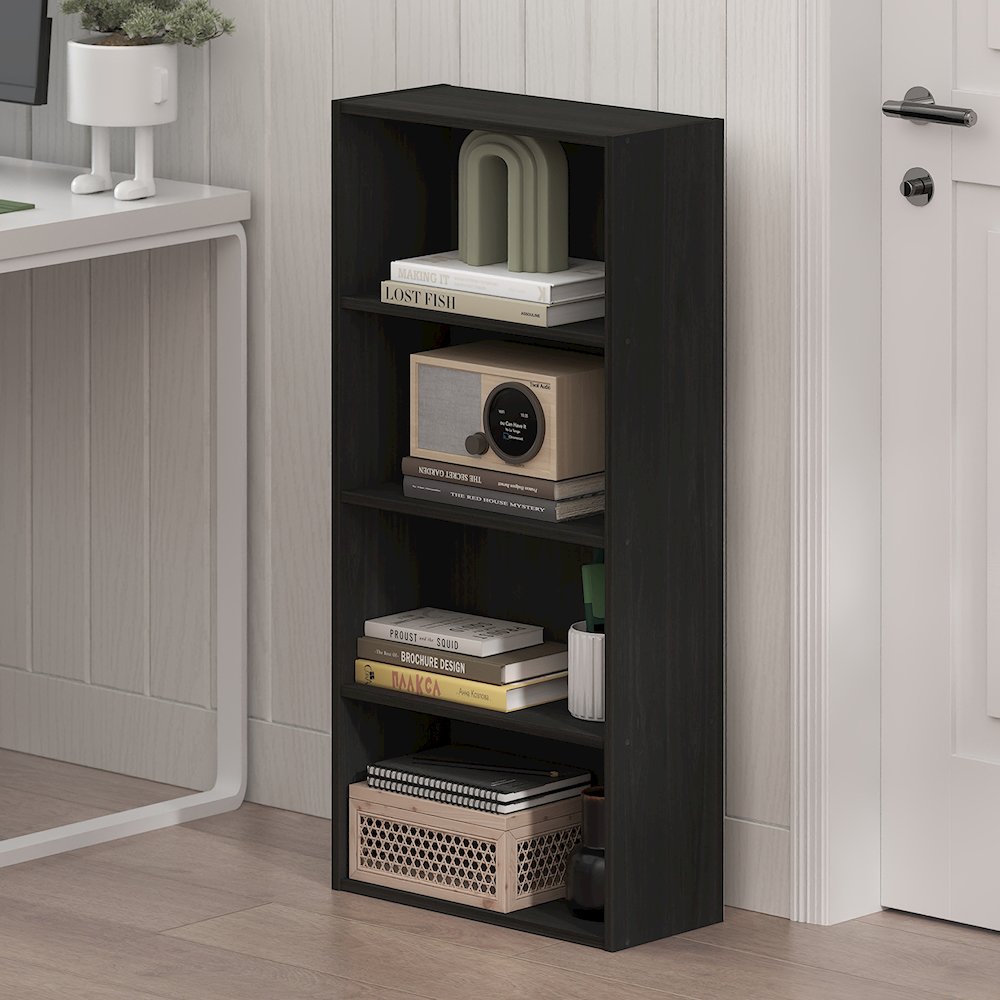 Basic 4-Tier Open Shelf Bookcase, Bookshelf, Storage Organizer, 7 x 17 x 35. Picture 2