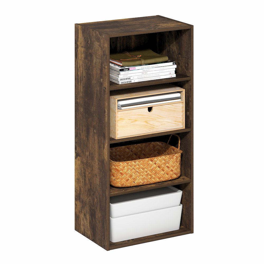 Basic 4-Tier Open Shelf Bookcase, Bookshelf, Storage Organizer, 11 x 17 x 35. Picture 1
