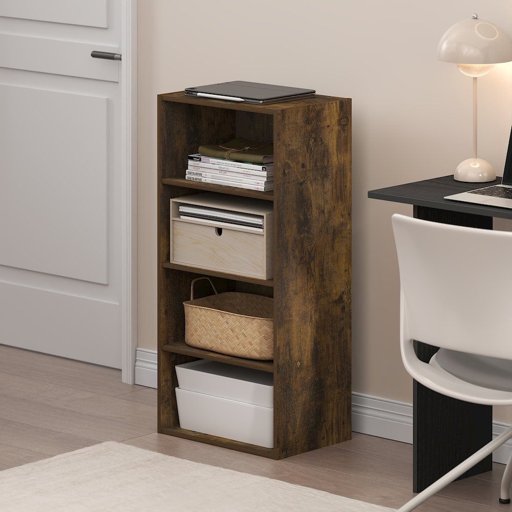 Basic 4-Tier Open Shelf Bookcase, Bookshelf, Storage Organizer, 11 x 17 x 35. Picture 2