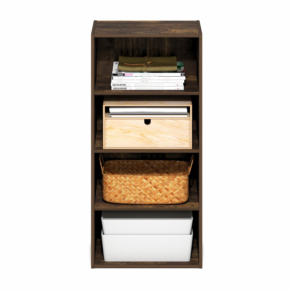 Basic 4-Tier Open Shelf Bookcase, Bookshelf, Storage Organizer, 11 x 17 x 35. Picture 4