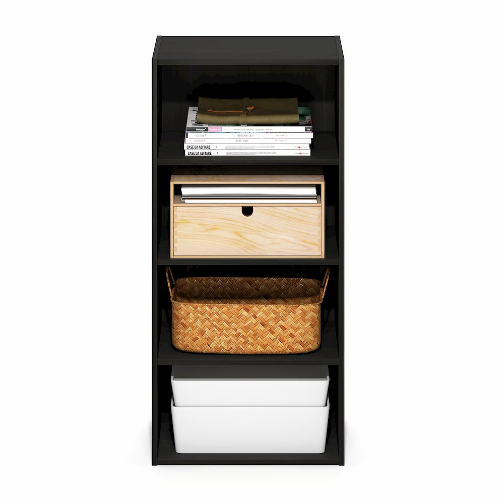 Basic 4-Tier Open Shelf Bookcase, Bookshelf, Storage Organizer, 11 x 17 x 35. Picture 4