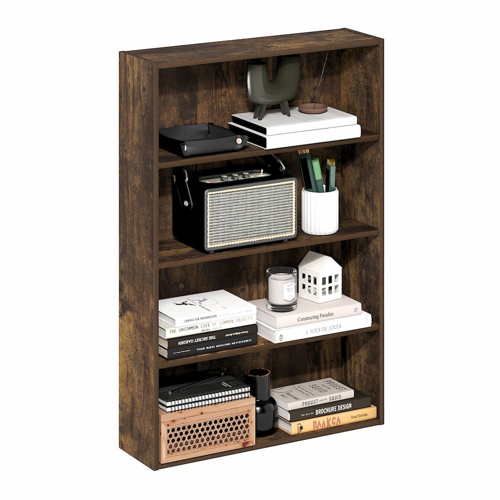 Basic 4-Tier Open Shelf Bookcase, Bookshelf, Storage Organizer, 6 x 24 x 35. Picture 1