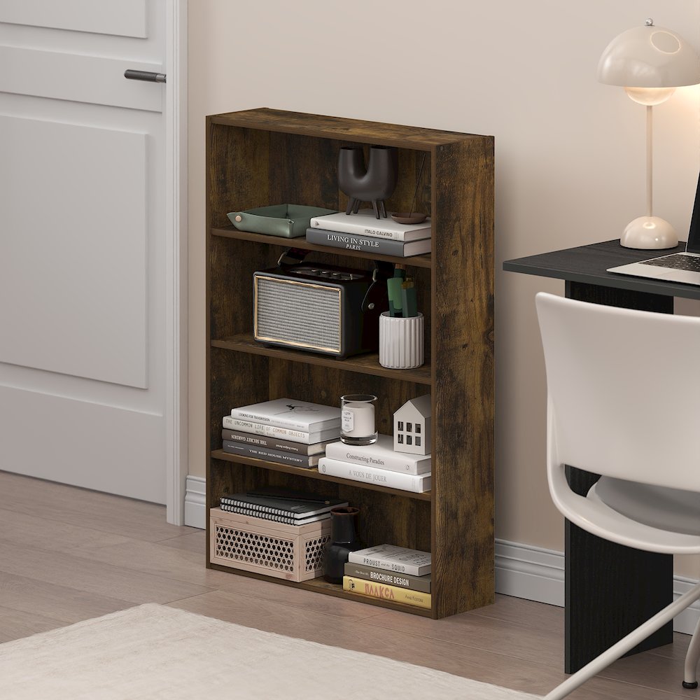 Basic 4-Tier Open Shelf Bookcase, Bookshelf, Storage Organizer, 6 x 24 x 35. Picture 2