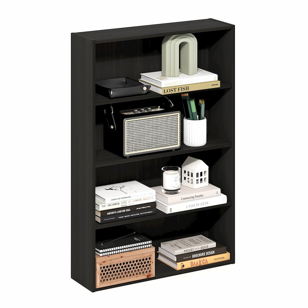 Basic 4-Tier Open Shelf Bookcase, Bookshelf, Storage Organizer, 6 x 24 x 35. Picture 1