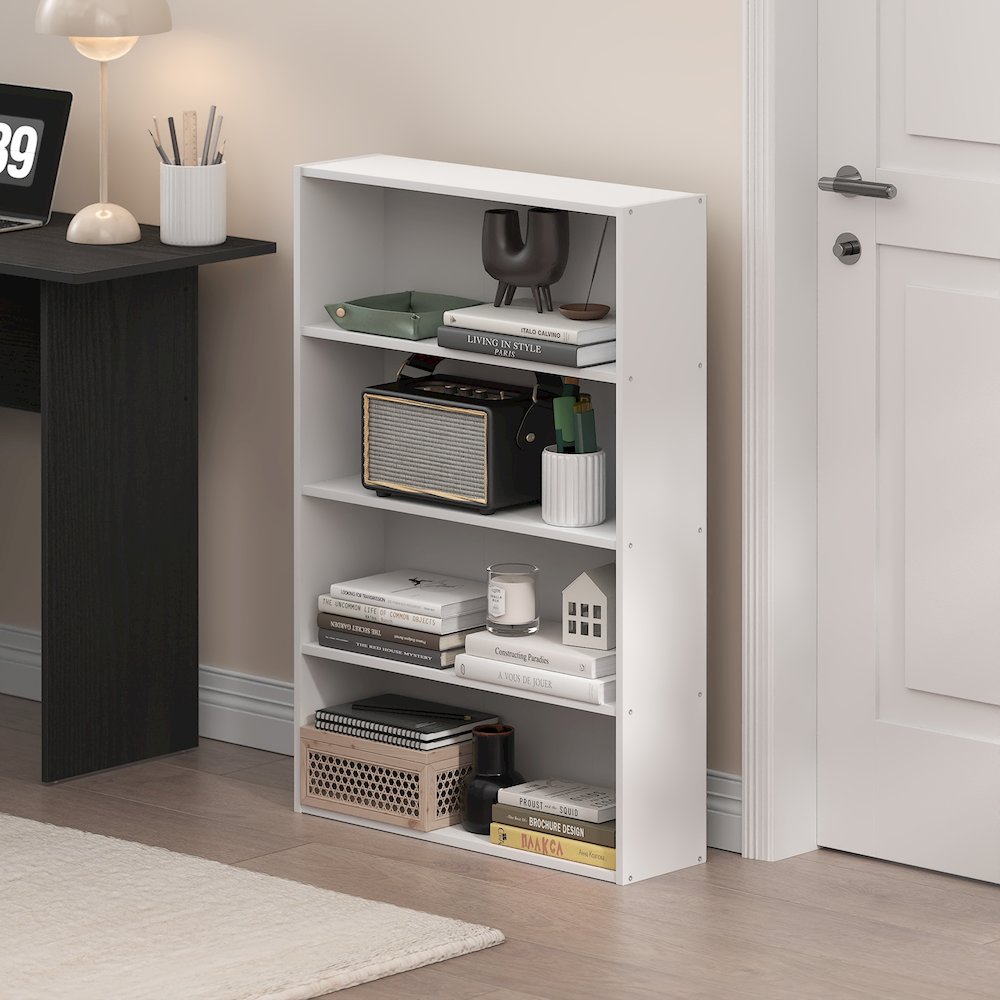 Basic 4-Tier Open Shelf Bookcase, Bookshelf, Storage Organizer, 6 x 24 x 35. Picture 2