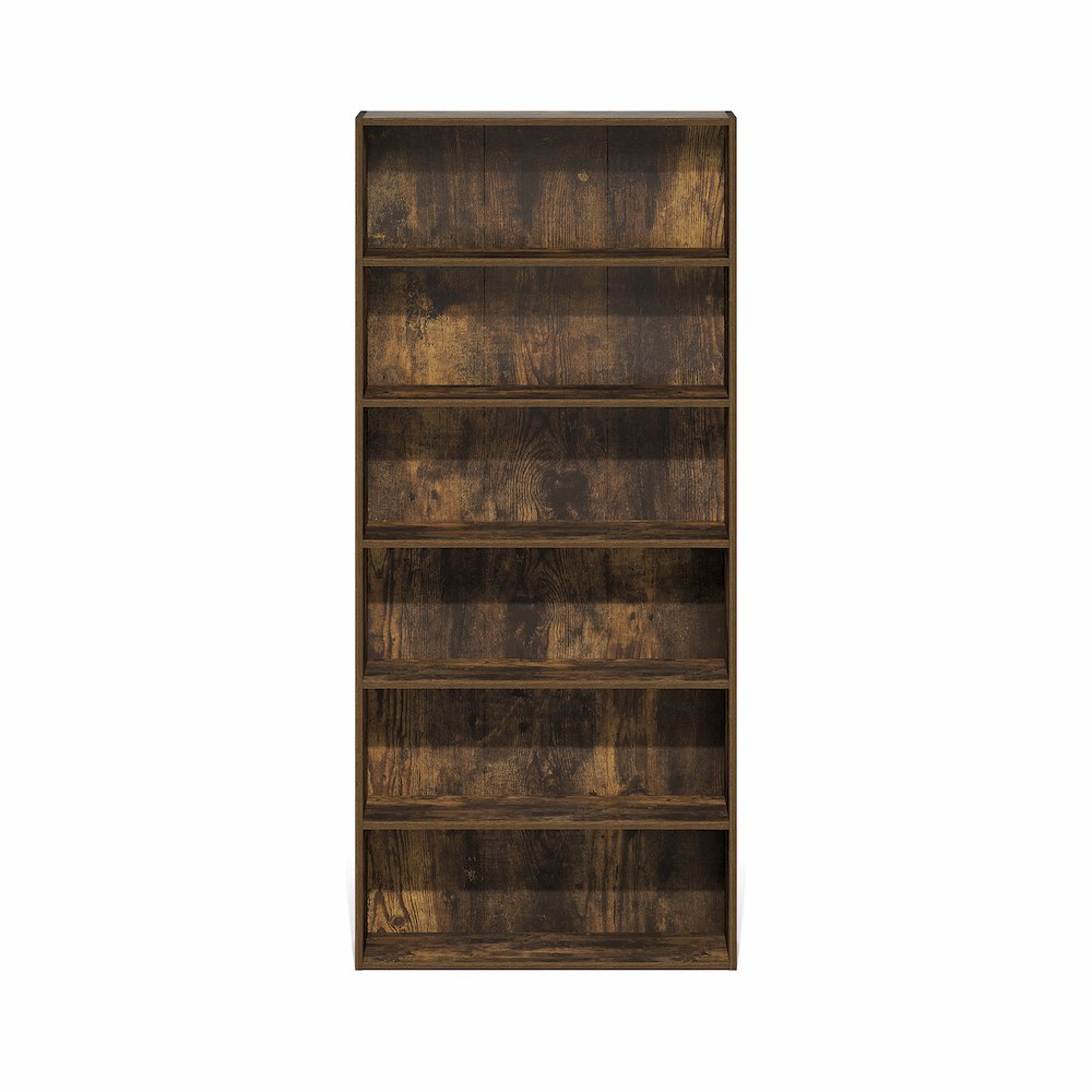 Basic 6-Tier Open Shelf Bookcase, Bookshelf, Storage Organizer, Amber Pine. Picture 2