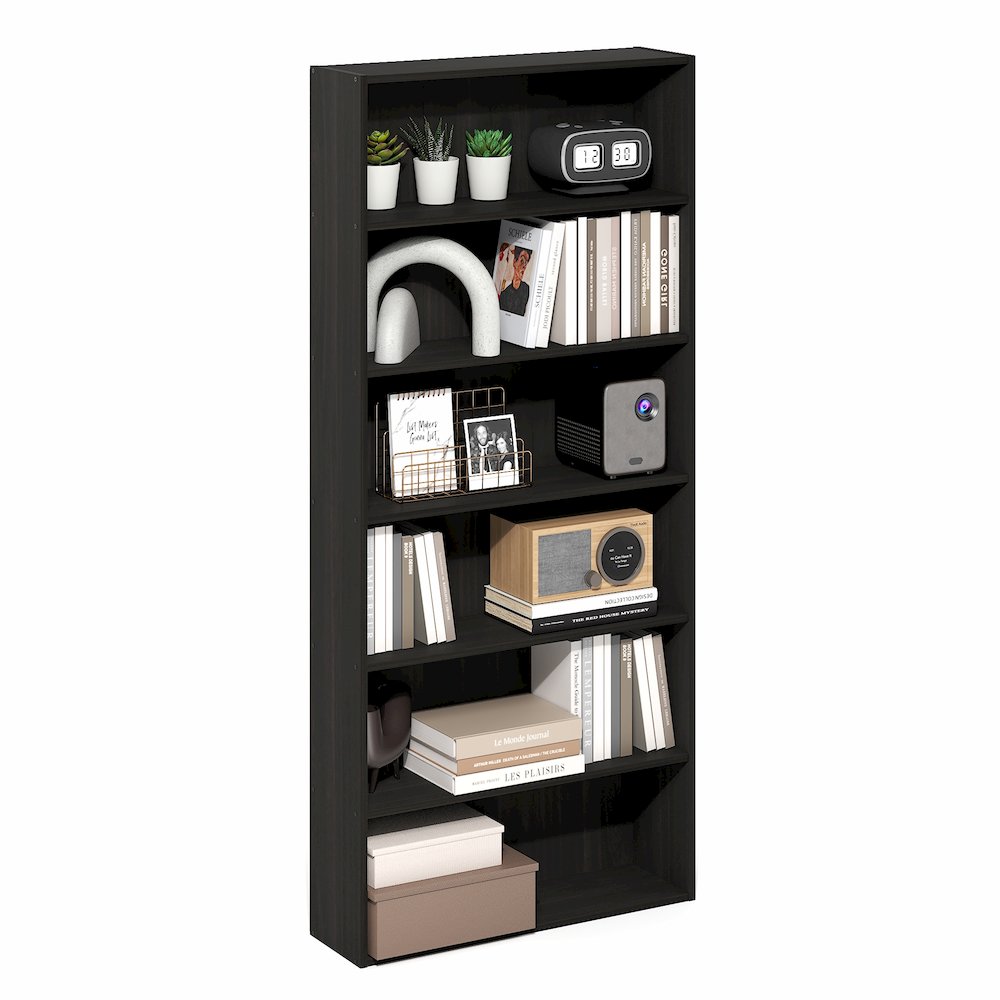 Basic 6-Tier Open Shelf Bookcase, Bookshelf, Storage Organizer, Espresso. Picture 3