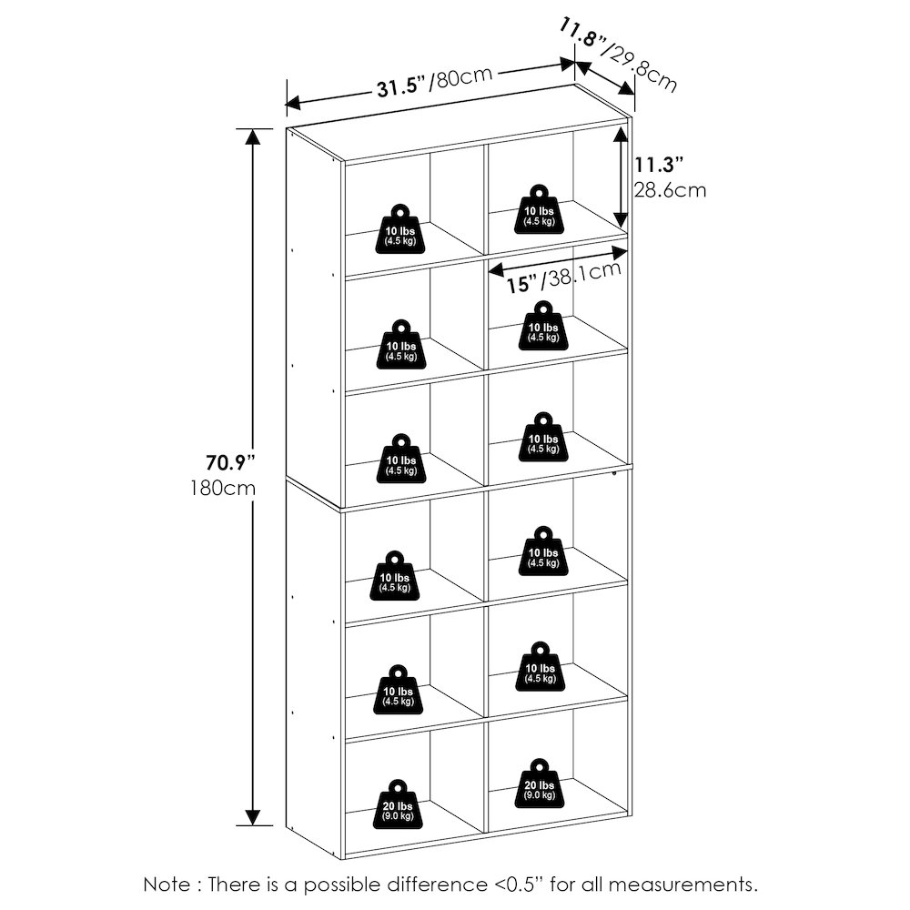 Basic 12-Cube Open Shelf Bookcase, Bookshelf, Storage Organizer, Espresso. Picture 6